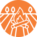 Orange icon showing a field with a fire